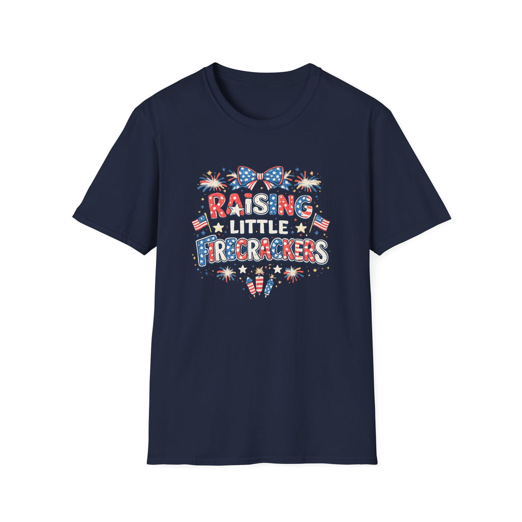 T-Shirt — "Raising Little Firecrackers" Patriotic Kids Mom 4th of July Tee