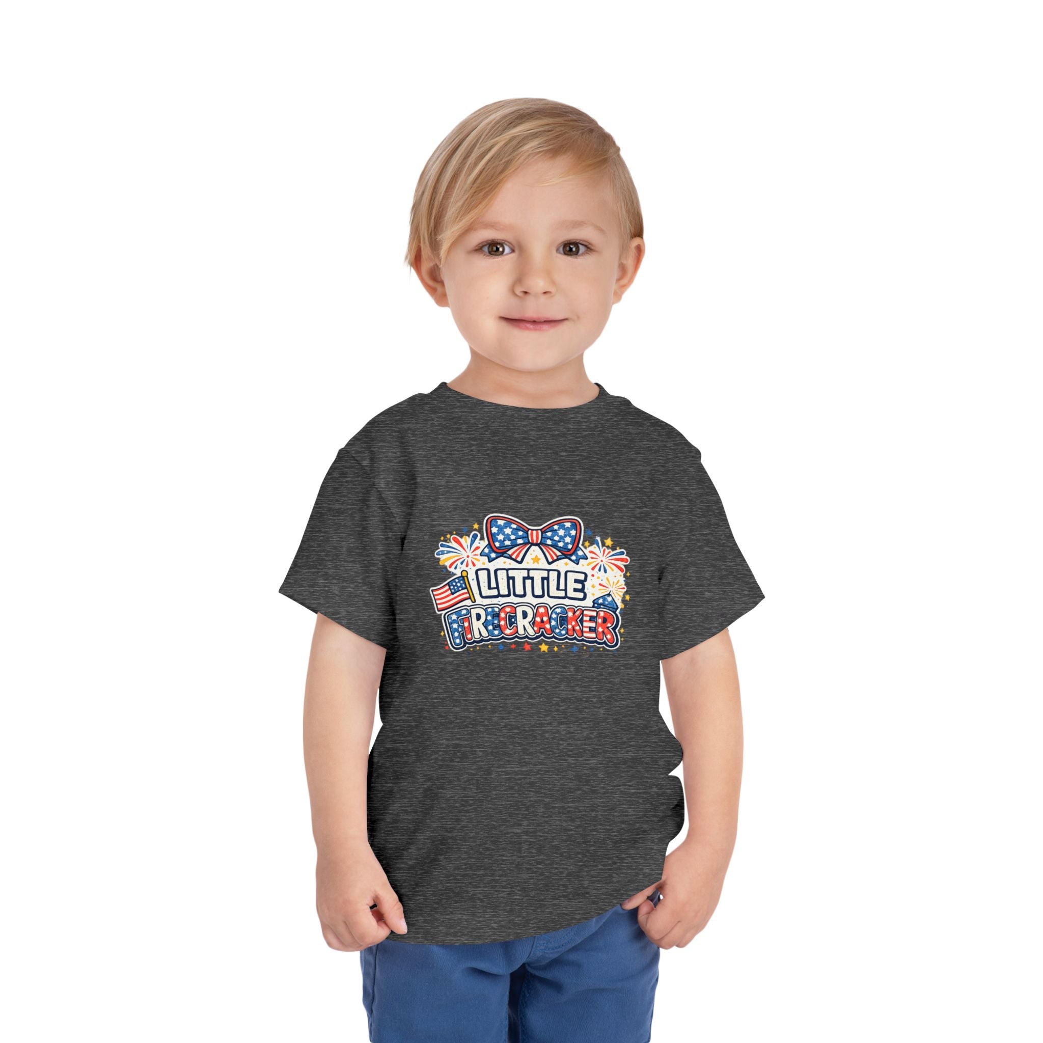 Toddler Tee — "Little Firecracker" Patriotic Fourth of July Kids Shirt