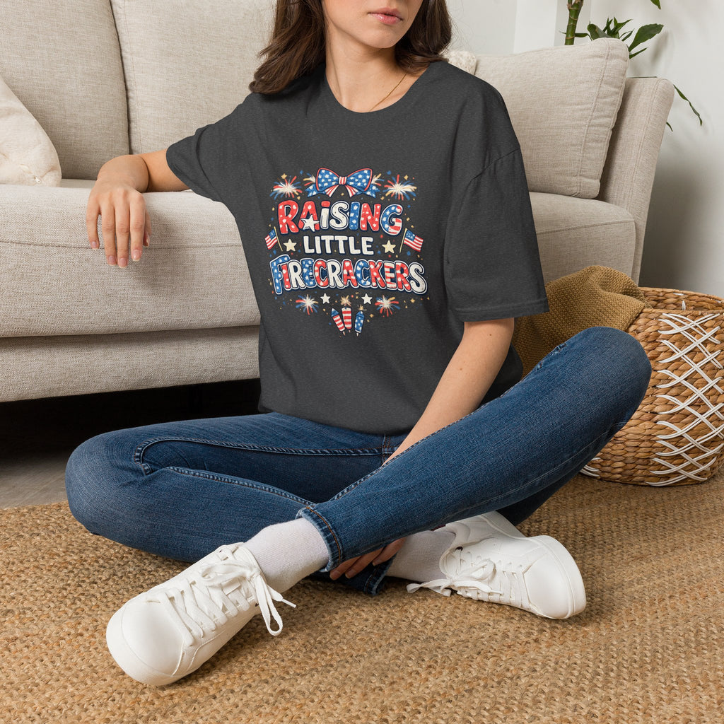 T-Shirt — "Raising Little Firecrackers" Patriotic Kids Mom 4th of July Tee