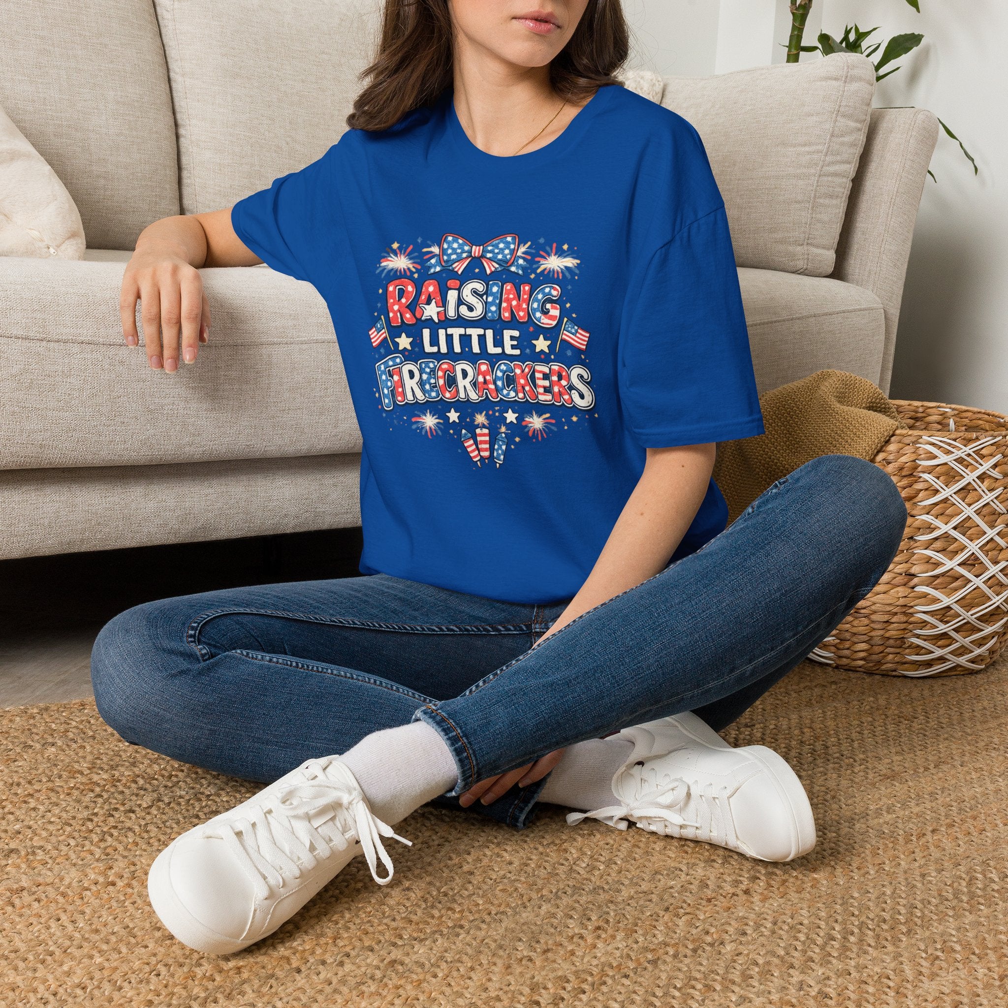 T-Shirt — "Raising Little Firecrackers" Patriotic Kids Mom 4th of July Tee