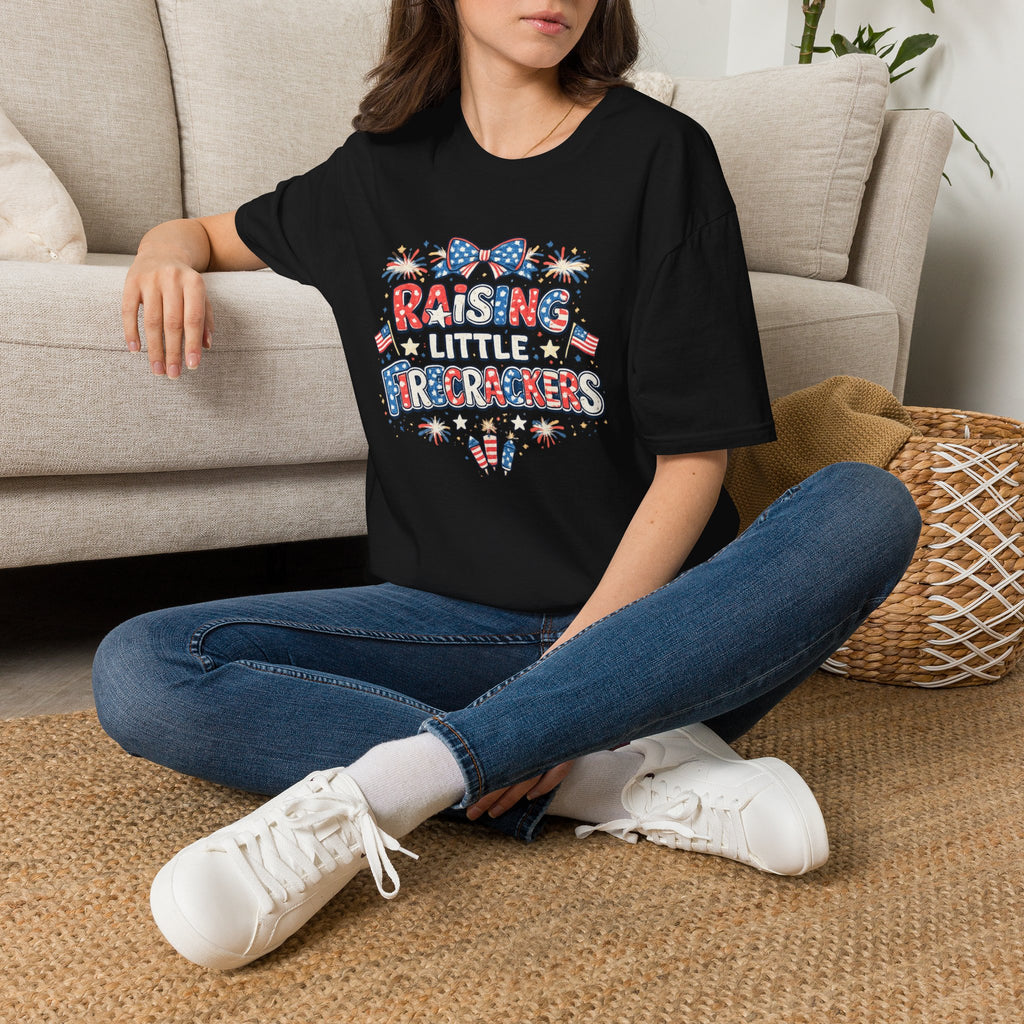 T-Shirt — "Raising Little Firecrackers" Patriotic Kids Mom 4th of July Tee