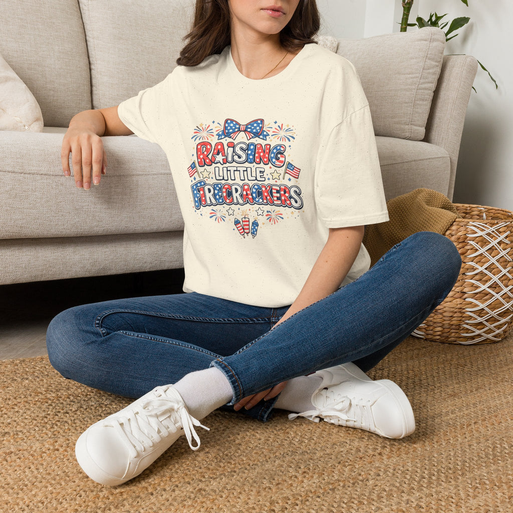 T-Shirt — "Raising Little Firecrackers" Patriotic Kids Mom 4th of July Tee