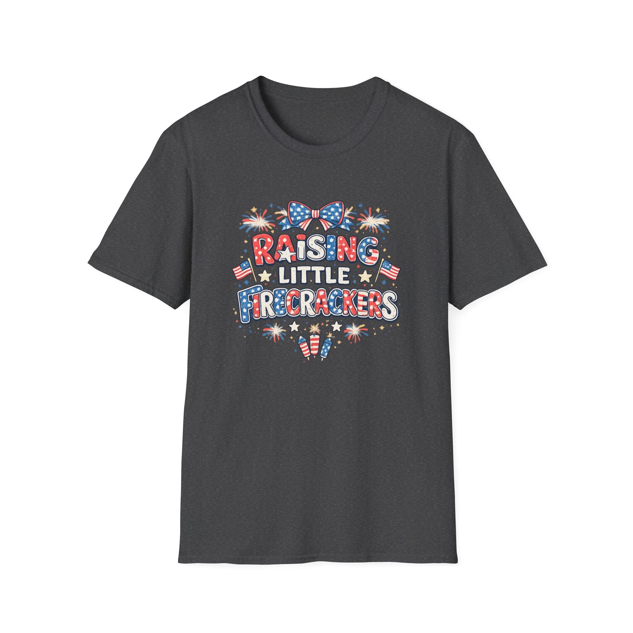 T-Shirt — "Raising Little Firecrackers" Patriotic Kids Mom 4th of July Tee
